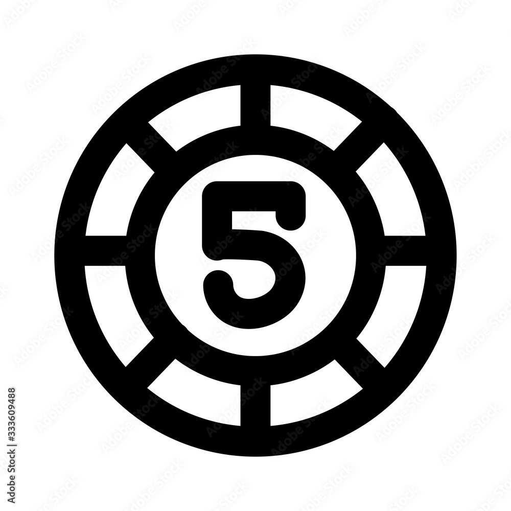 casino chips with number 5 line style icon casino chips with number 5 line style icon