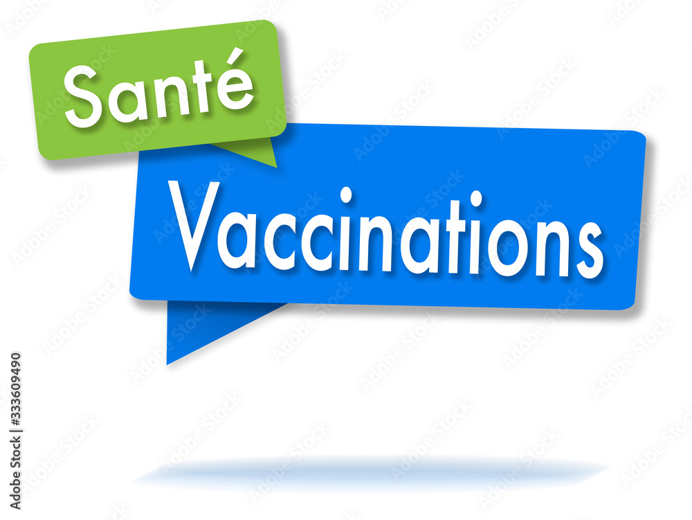 Vaccination in colored speech bubbles and french language Vaccination in colored speech bubbles and french language