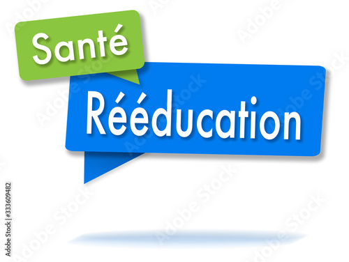 Принти на полотні Re education in colored speech bubbles and french language