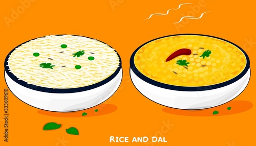 Dal Rice or Dal Chawal indian Food Vector