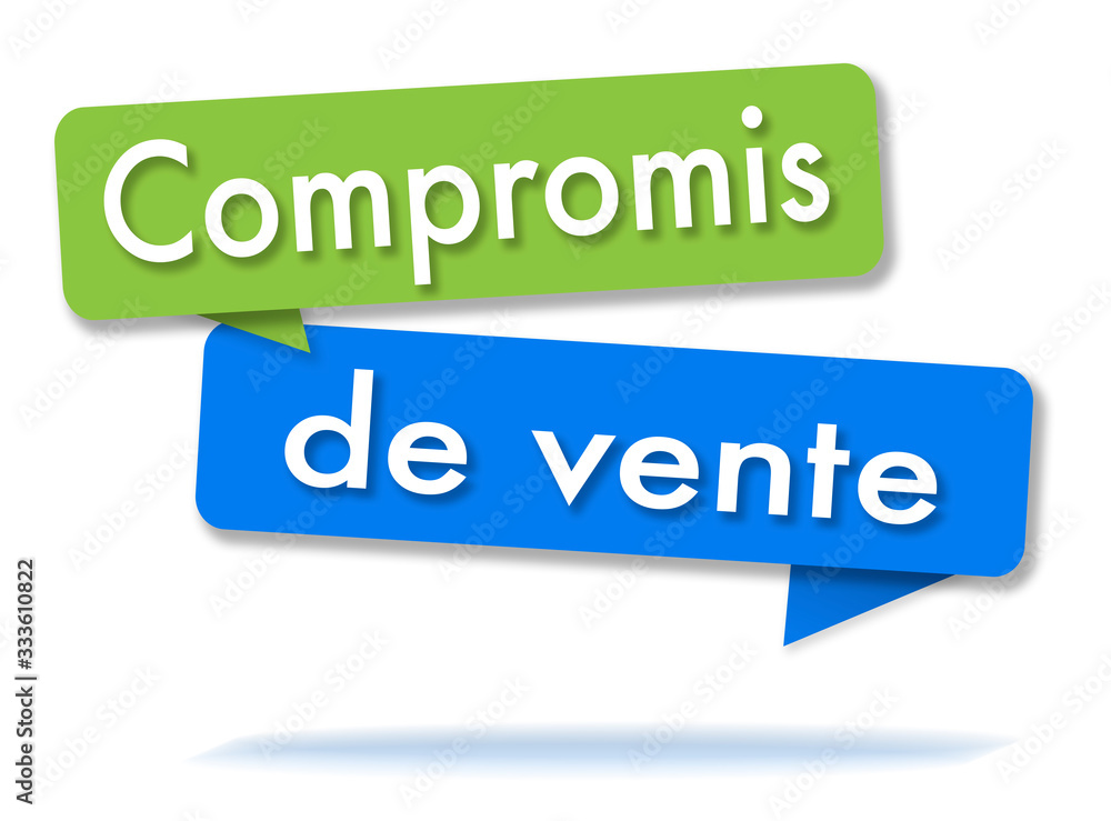 Sales agreement in colored speech bubbles and french language Sales agreement in colored speech bubbles and french language