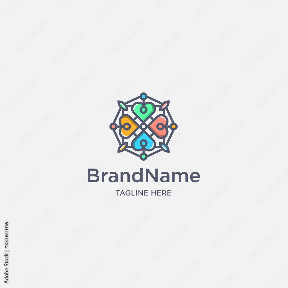 Love logo with line art wonderful - vector Love logo with line art wonderful - vector