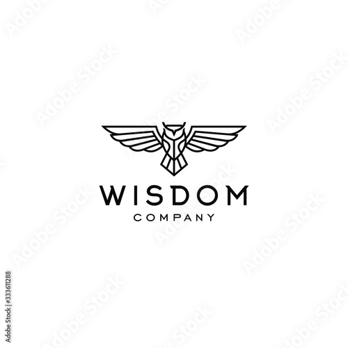 hipster owl logo line linear style vintage thin outline