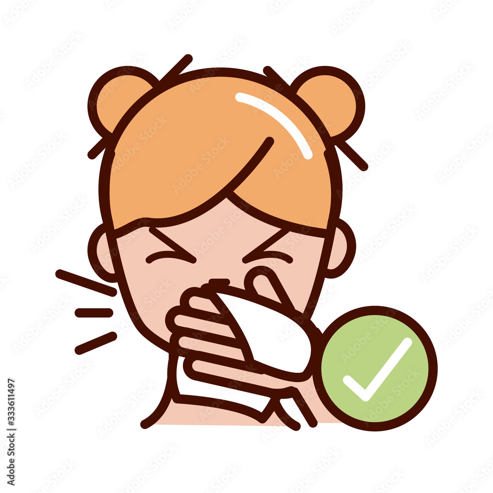 cover mouth and nose with tissue prevent spread of covid19 line and file icon cover mouth and nose with tissue prevent spread of covid19 line and file icon