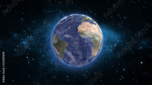 Fototapeta Naklejka Na Ścianę i Meble -  High Resolution Planet Earth view.  Global World Photo realistic 3D rendering.