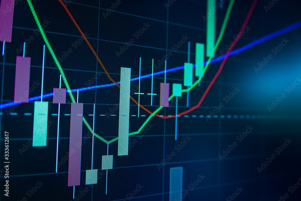 Blue Stock Exchange Market trading graph on screen monitor for economic and financial investment. Business analysis chart display. Stock invest infomation. Blue Stock Exchange Market trading graph on screen monitor for economic and financial investment. Business analysis chart display. Stock invest infomation.