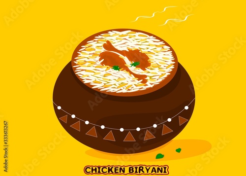 Chicken Biryani Indian Non Veg Food Vector