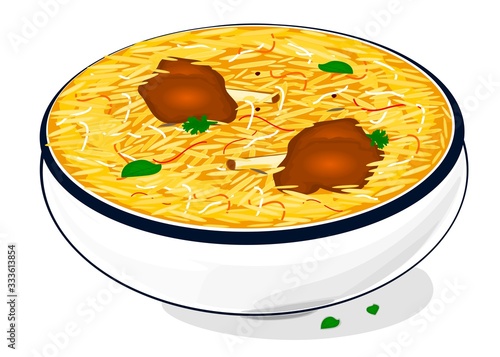 Mutton Biryani Indian Non Veg Food Vector