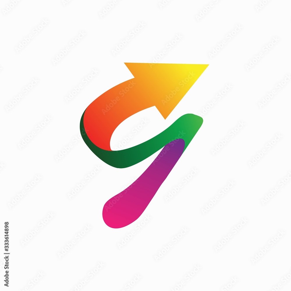 Number nine vector, Arrow concept Number nine vector, Arrow concept