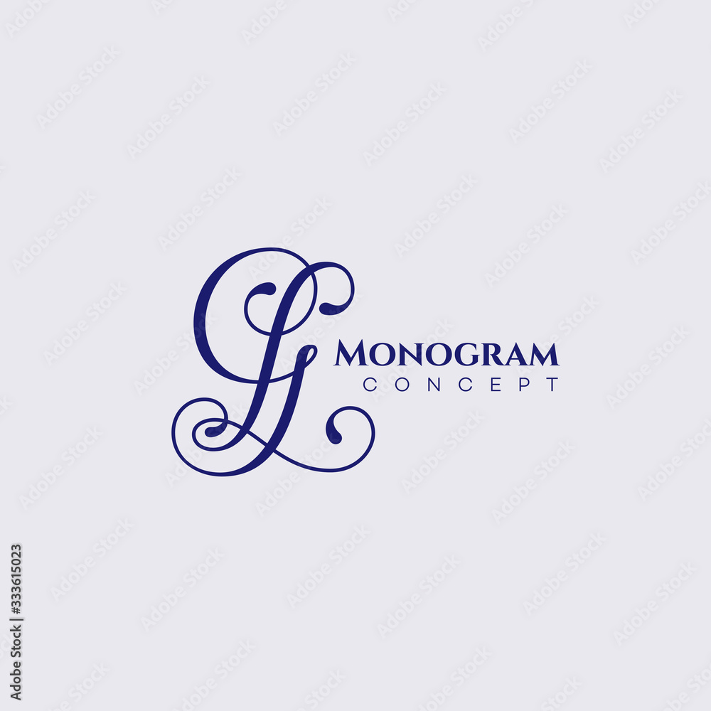 Calligraphic monogram GL Stock Vector | Adobe Stock