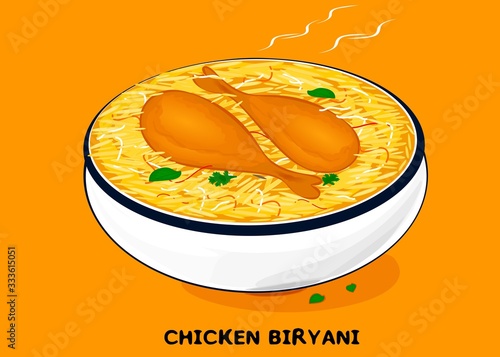Chicken Biryani Indian Non Veg Food Vector