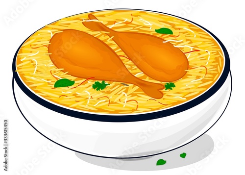 Chicken Biryani Indian Non Veg Food Vector