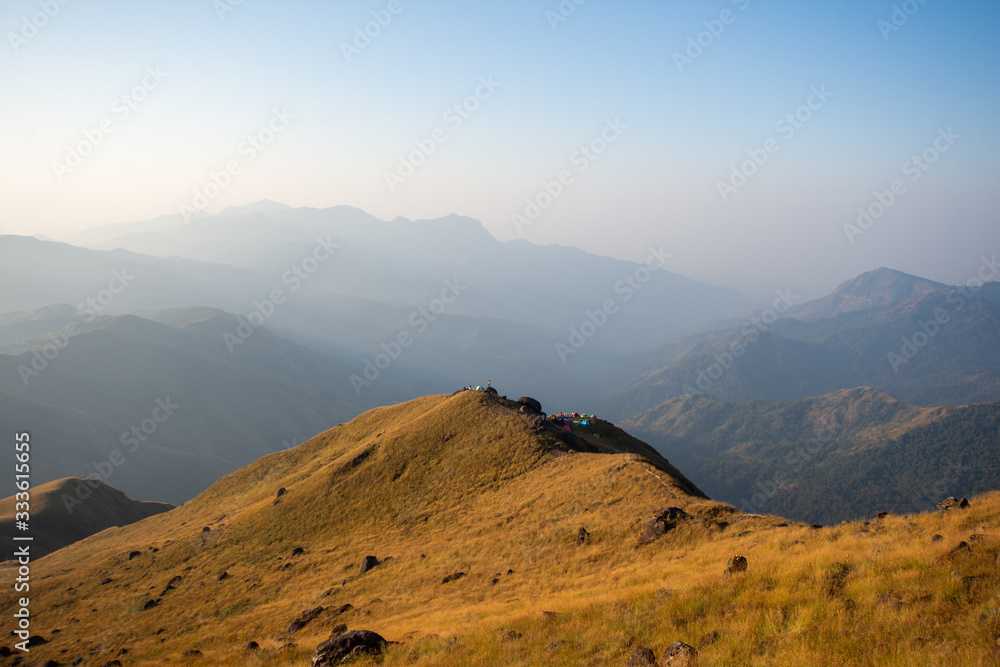 view on mountain at Mulayit Taung, Myanmar. soft focus and vintage tone.