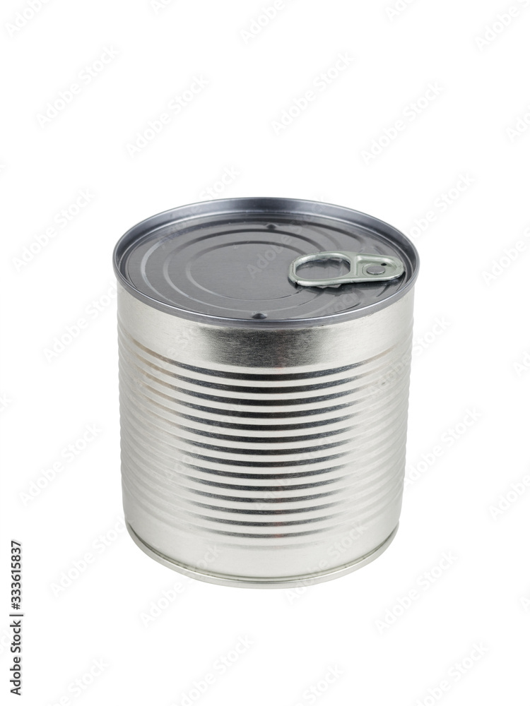 Cylindrical sealed tin can isolated on a white background. Cylindrical sealed tin can isolated on a white background.
