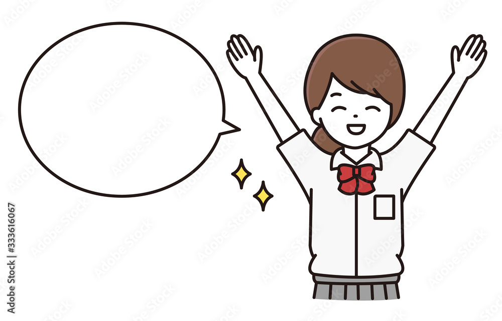 学生 女の子 万歳 吹き出し イラスト 学生 女の子 万歳 吹き出し イラスト