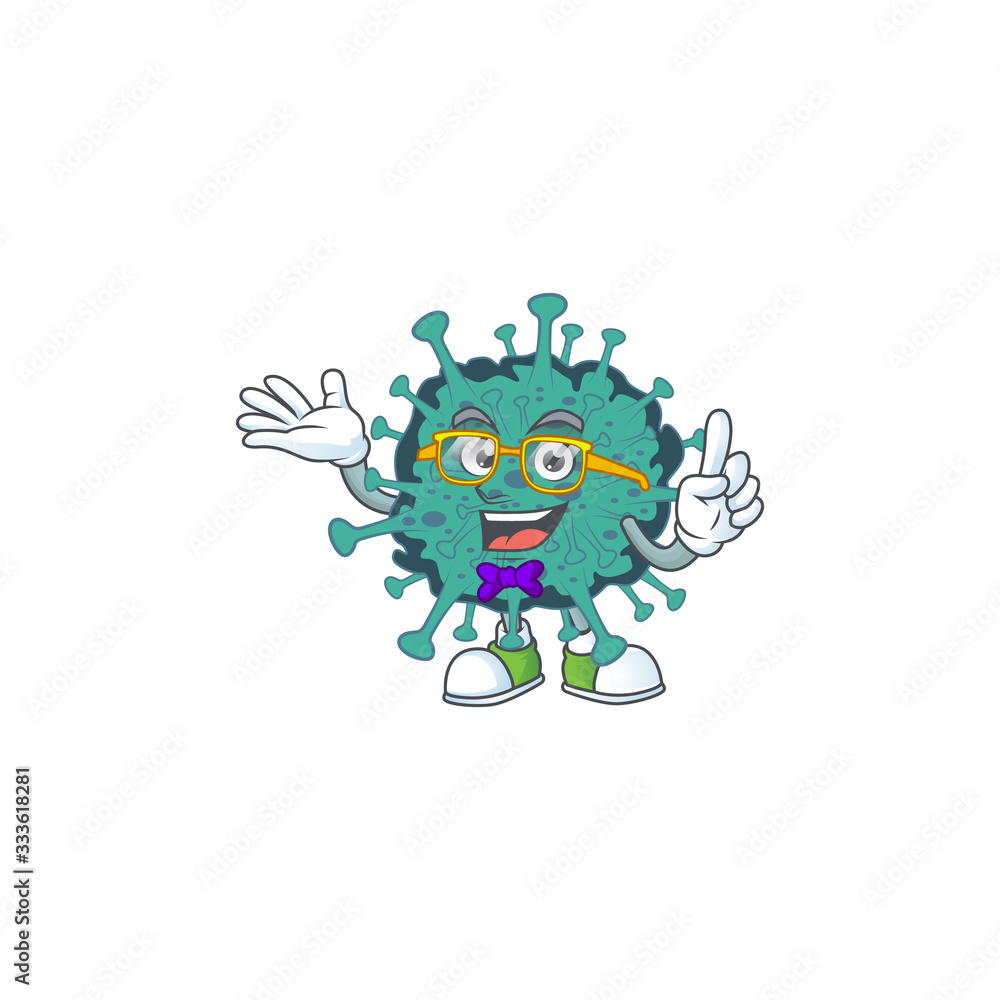 Super Funny critical coronavirus in nerd mascot design style