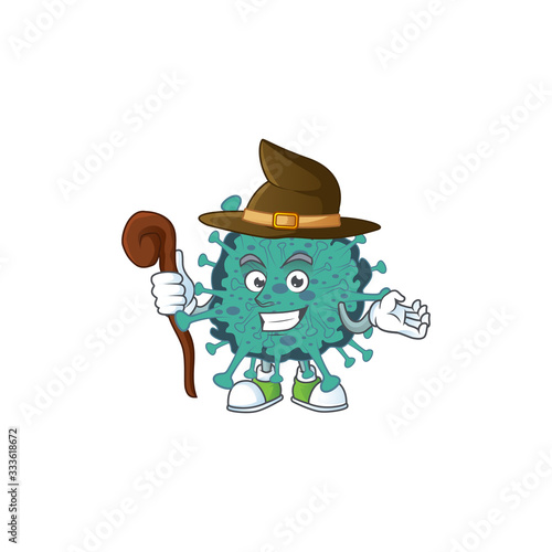 sweet and tricky Witch critical coronavirus cartoon character