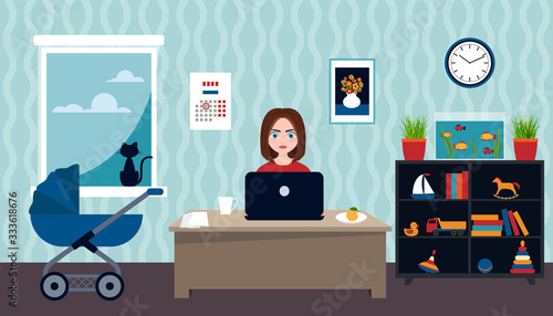 workplace at home. vector illustration. remote work.