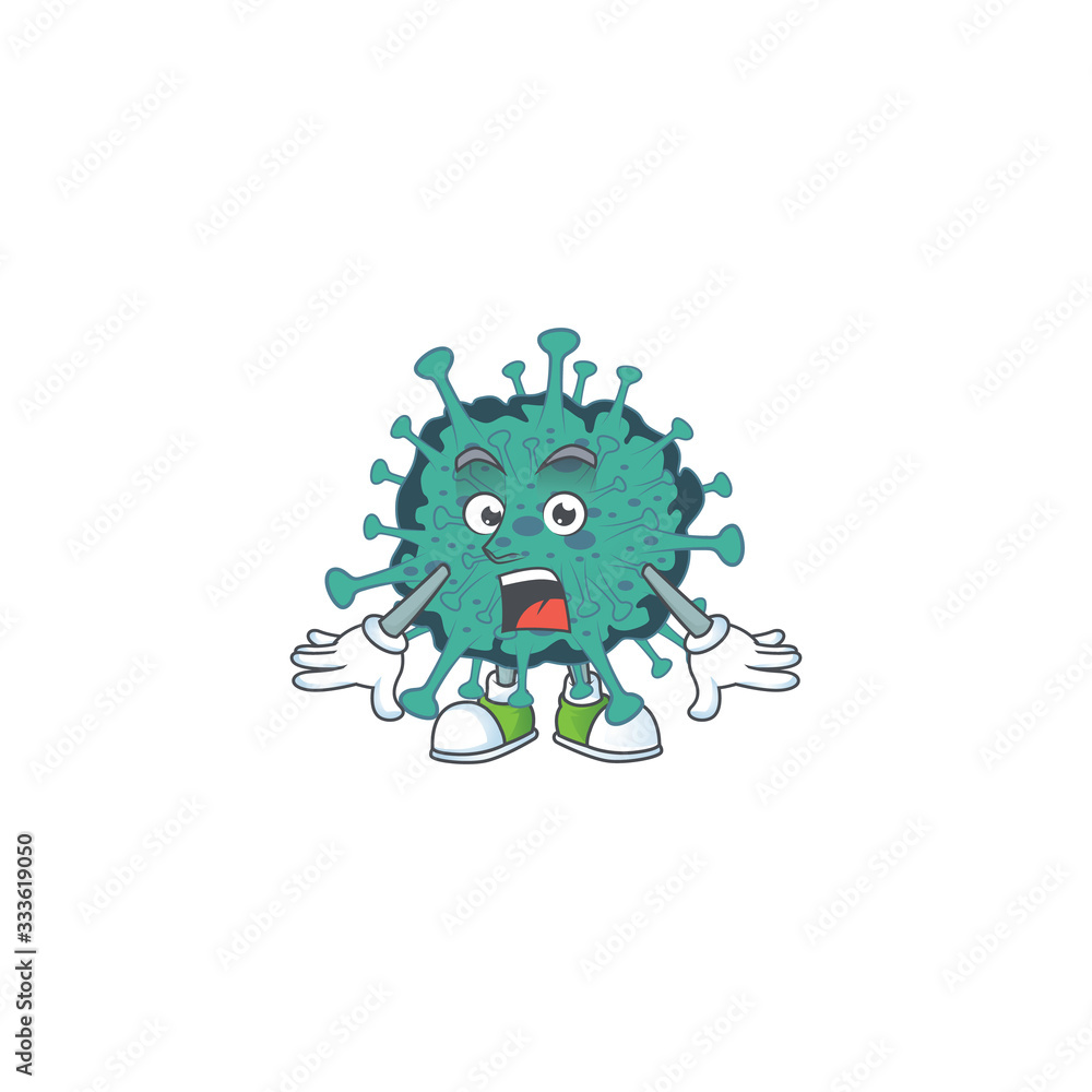 Fototapeta premium A mascot design of critical coronavirus making a surprised gesture