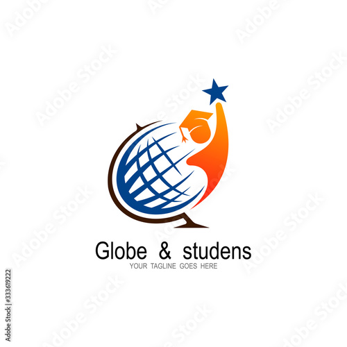 Education logo template, Knowledge,  Globe, Global education logo