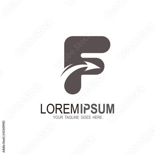 F logo, Letter f logo with arrow design vector