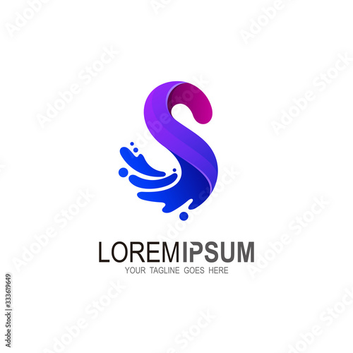 S letter logo, logo letter s with water drop and 3d design illustration