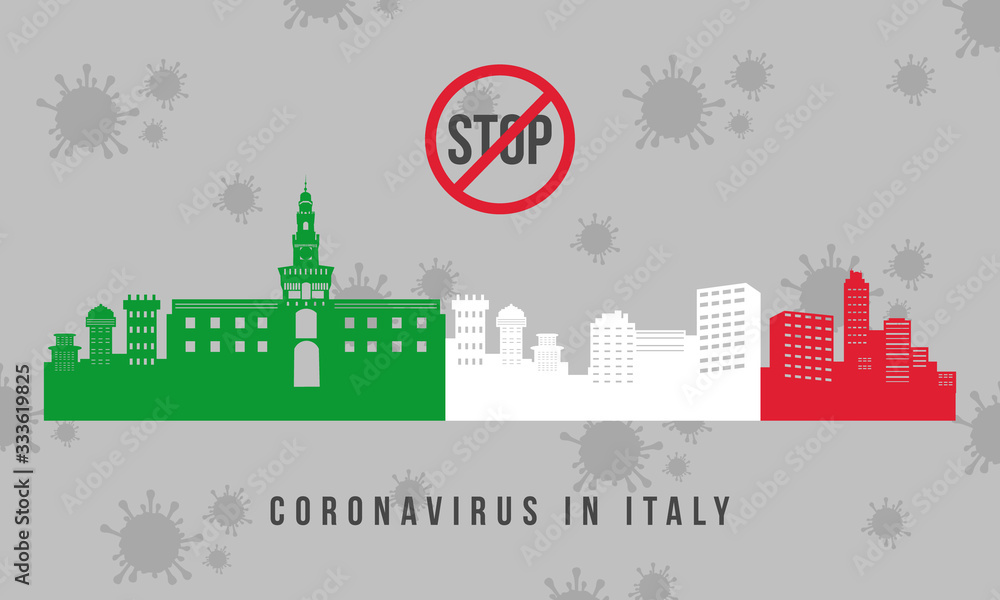 Naklejka premium Background silhouette city infected with covid19 disease.