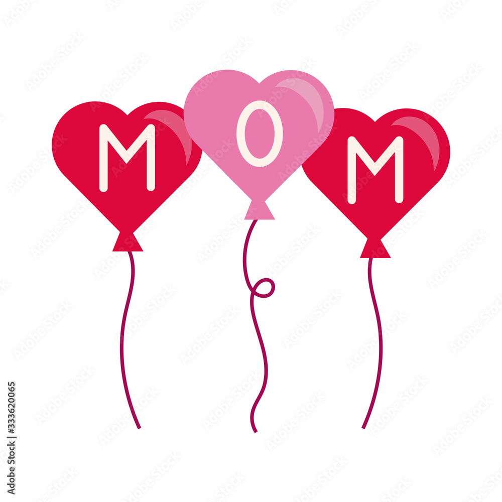 mother day hearts balloons helium flat style icon