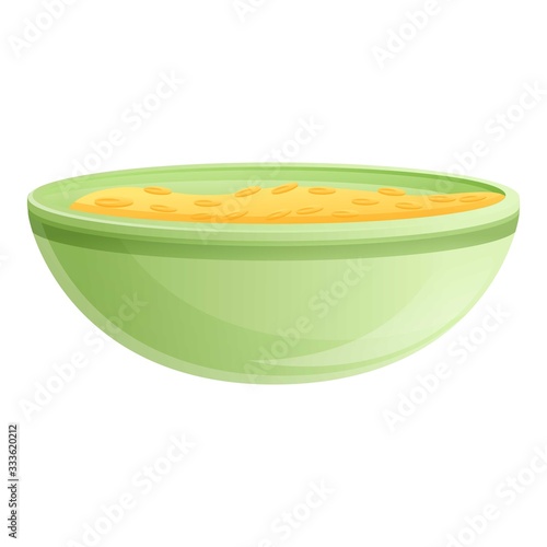 Diet oatmeal bowl icon. Cartoon of diet oatmeal bowl vector icon for web design isolated on white background