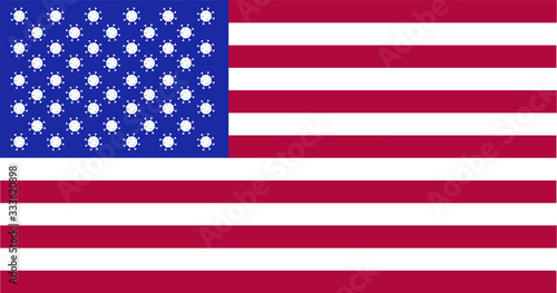 USA Flag with Covid-19 virus 