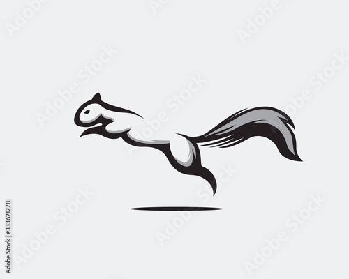 Jumping squirrel art logo design inspiration