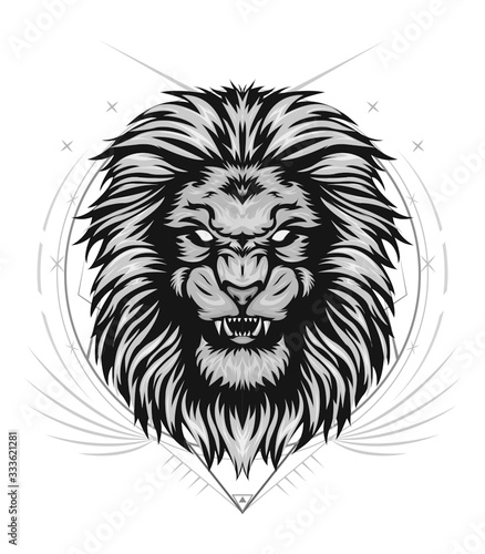 Angry lion king head logo