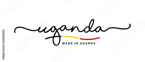 Made in Uganda handwritten calligraphic lettering logo sticker flag ribbon banner