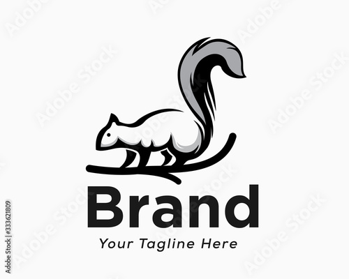 Simple drawing art squirrel climbing logo design inspiration