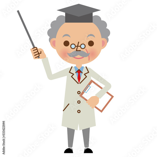 指し棒を使って解説する博士・学者