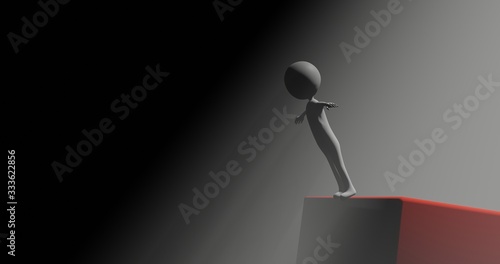 People suicide illustration in dark background with volumetric lighting effect. 3D illustration for suicidal. photo