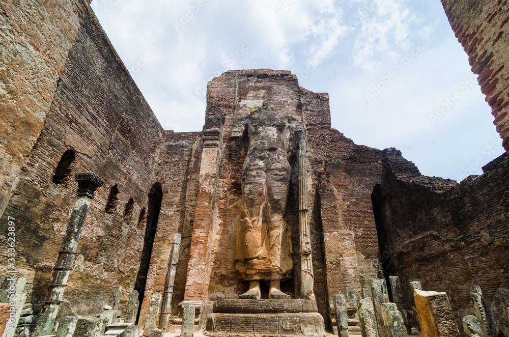 Standing Buddha in Lankatilaka Vihara, Polonnaruwa, Sri Lanka