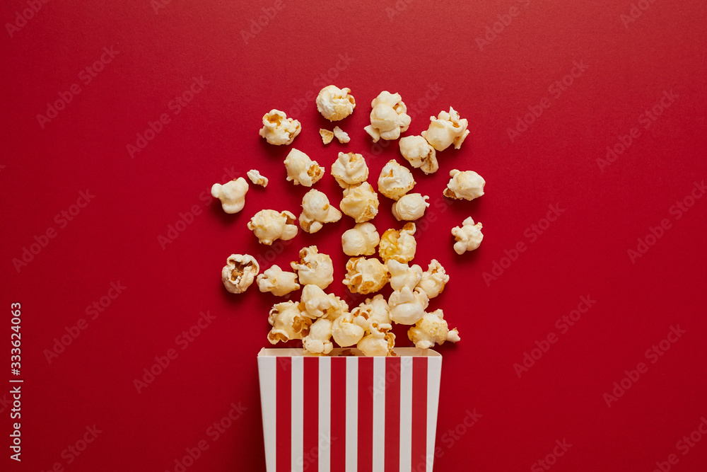 popcorn on pastel background. popcorn on pastel background.