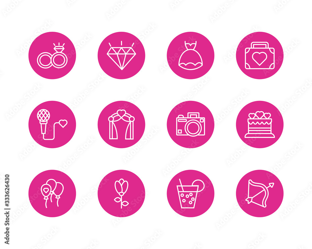 bundle of valentines day block and line style set icons bundle of valentines day block and line style set icons