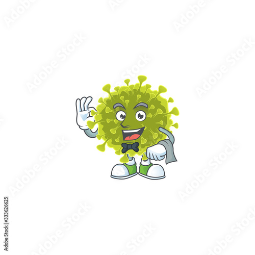 A character of global coronavirus outbreak waiter working in the restaurant