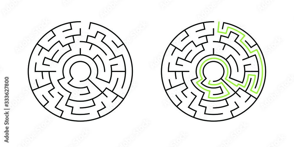 A circular 6-corridor-wide maze with solution A circular 6-corridor-wide maze with solution