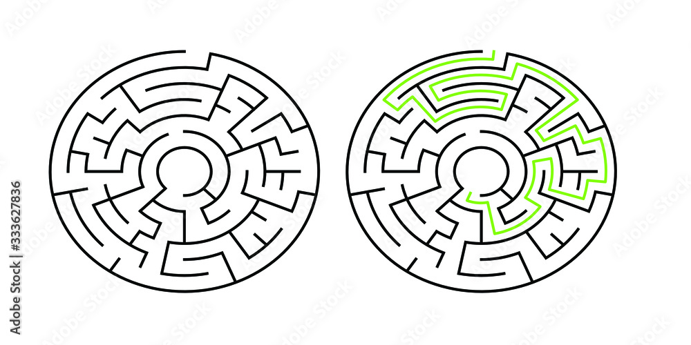 A circular 6-corridor-wide maze with solution A circular 6-corridor-wide maze with solution