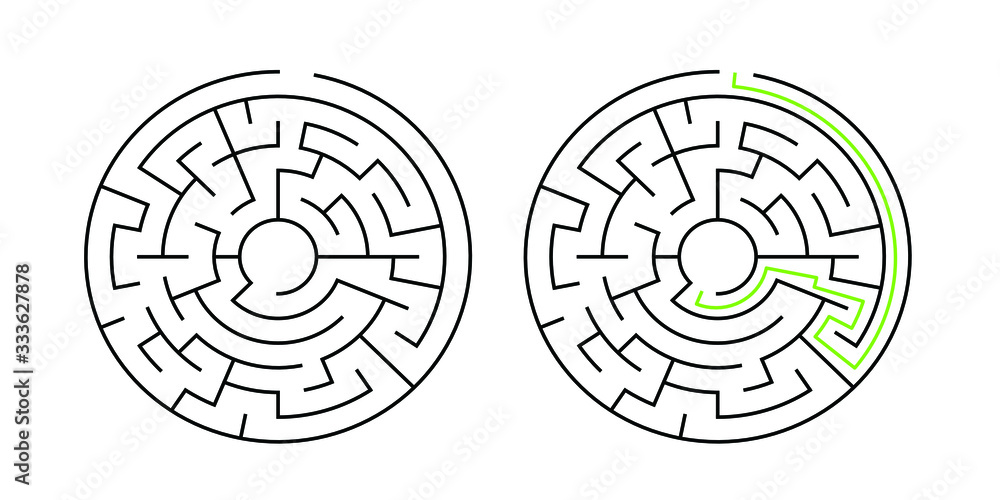 A circular 6-corridor-wide maze with solution A circular 6-corridor-wide maze with solution