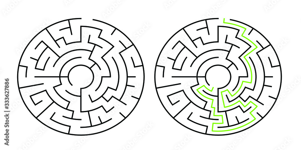 A circular 6-corridor-wide maze with solution A circular 6-corridor-wide maze with solution