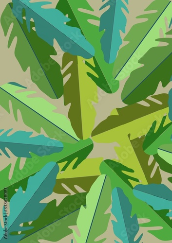 background with green banana leaves