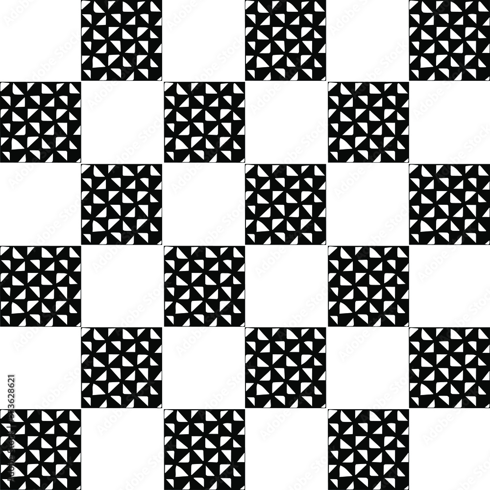 Squares with different patterns inside. Tiles with illustrations.