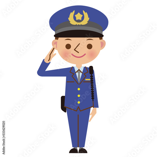 敬礼する男性警察官