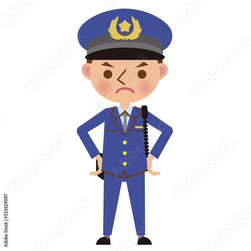 厳しい表情の男性警察官