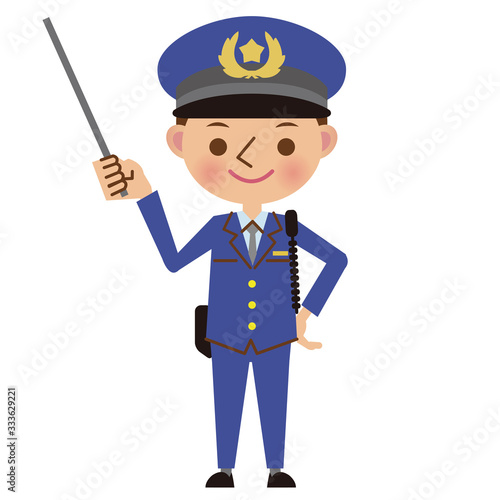 指し棒を使って説明する男性警察官