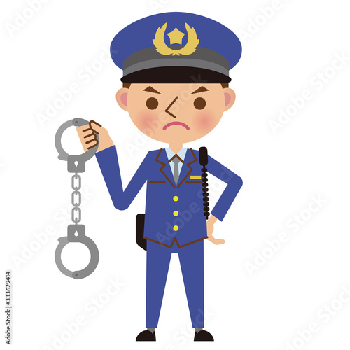 手錠を持った男性警察官
